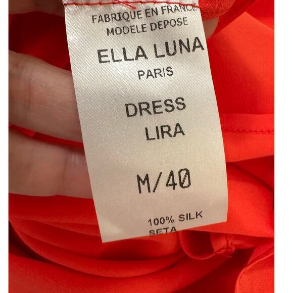Ella Luna orange silk Lira sleeveless chained tassel detail mini dress size M - Picture 5 of 14